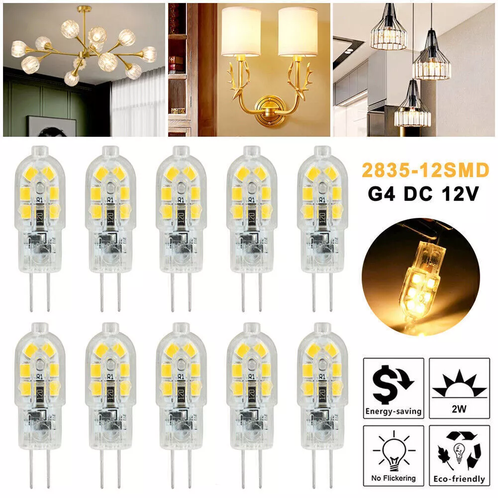 10 20Pcs G4 20W 2835 SMD Bi pin 12 LED Lamp Light Bulb DC 12V 6000K White Warm