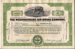 Stock Certificate Westinghouse Air Brake Company Broker L.f. Rothschild & Co.  | Ebay