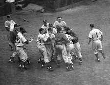 Philadelphia Phillies Being Mobbed By Teammates 1950 Old Baseball Photo