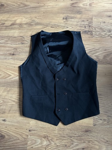 Pal Joey Black Smart Double Breasted Waistcoat Size 42R