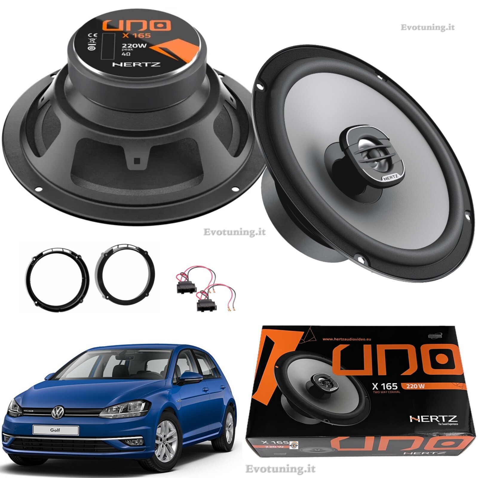 Coppia Altoparlanti Anteriori Hertz X165 220W + adattatori per VW Golf VII 7