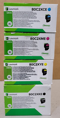 4 Toner Lexmark 80C2XKE 80C2XCE 80C2XME 80C2XYE New Original Packaging A-Stock CX510 RG VAT