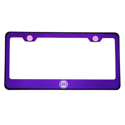 Purple Chrome Laser Etched Fiat Logo License Plate Frame T304