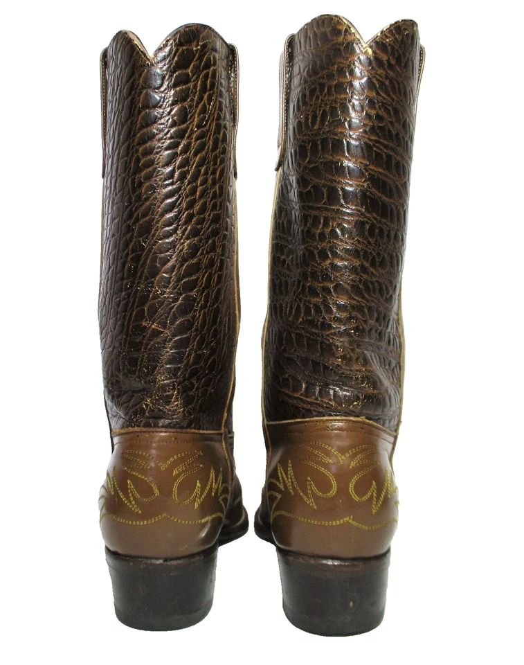 Botas de Vaquero Roper Vintage Años 50 9 1/2 Hombres Cuero Marrón Taupe Western Foto 4 de 4