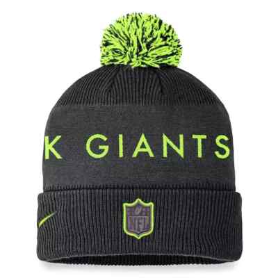 New York Giants Nike Volt Cuffed Knit Beanie Hat with Pom NFL Neon Green  NYG New