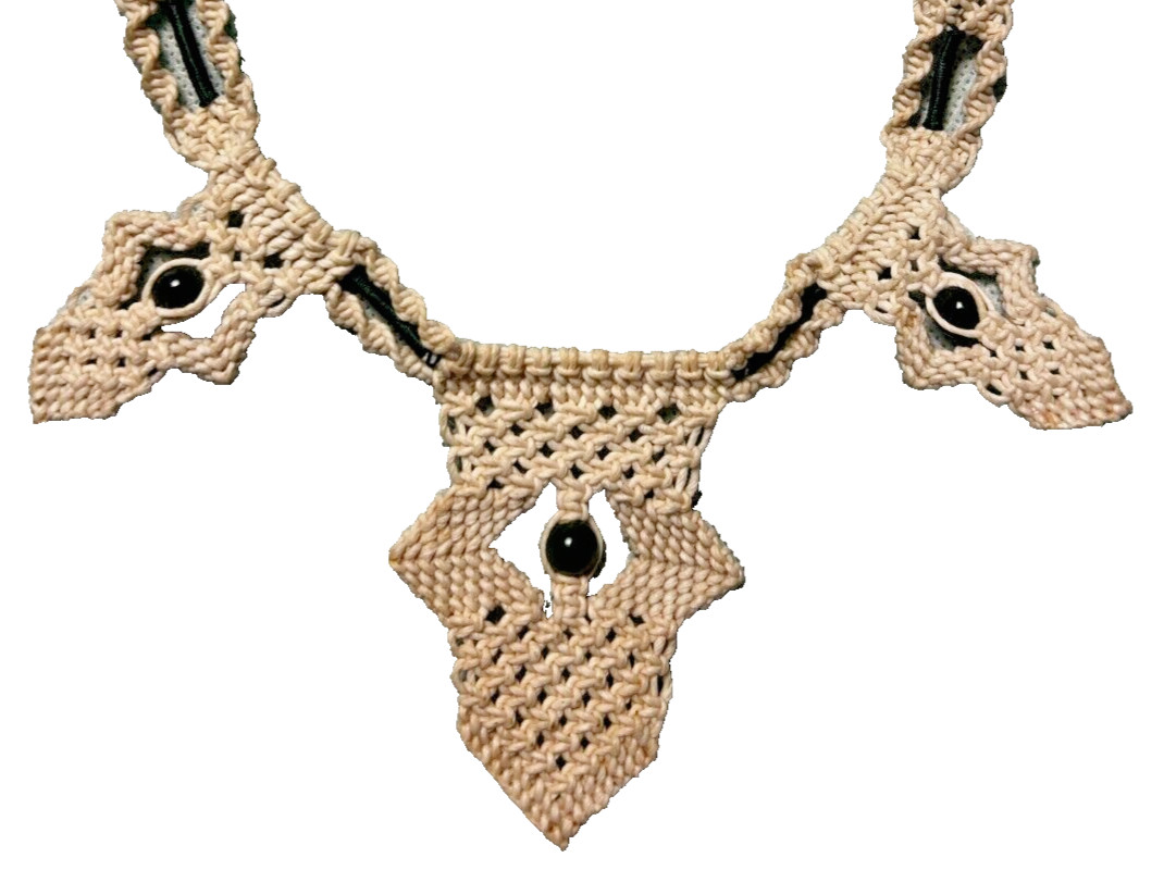 Vintage Statement Macrame knotted necklace Art Ar… - image 2