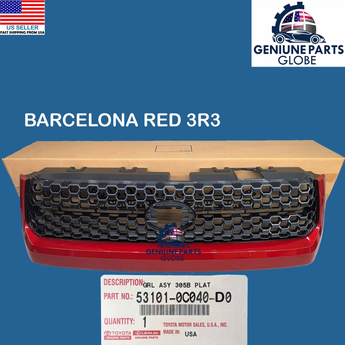 GENUINE OEM TOYOTA 18-21 TUNDRA PLATINUM BARCELONA RED 3R3 GRILLE