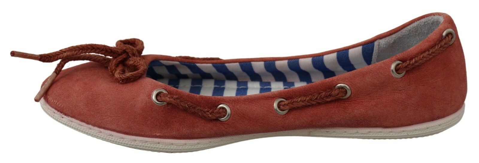 PANTOFOLA D’ORO Scarpe PANTOFOLA D'ORO corallo pelle scamosciata pizzo mocassini balletto piatti EU38 US7 5