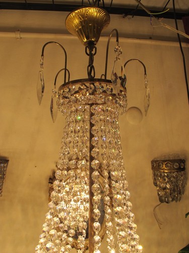 Antique Crystal Chandelier, French Real Swarovski Elegant Lamp, Light 1960*s - Picture 9 of 14