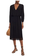 ZIMMERMANN Size 1 / 10 AU / US 6 Gathered plissé-voile midi dress Black