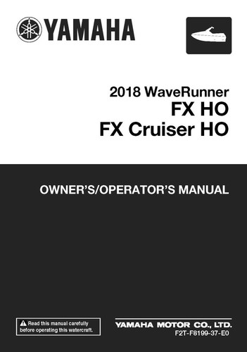 Yamaha Owners Manual Book 2018 WaveRunner FX HO & FX Cruiser HO