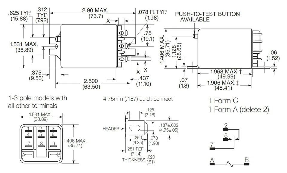 10A 120VAC Coil Relay 60Hz SPDT 1/2HP 240Vac 30Vdc 5 Pin Bracket Mount - Image 3 of 4