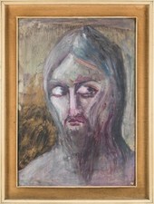 PAOLO SPADA (1934) DIPINTO QUADRO OLIO tecnica Mista Figura OPERA CON CORNICE