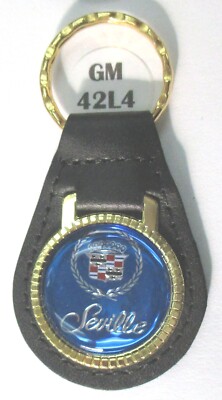 Blue SEVILLE 42L4 Leather Gold Tone Key Ring 1976 1977 1978 1979 1980 1981 1982