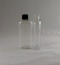 Lot 6 Clear PET 4 oz Plastic Dispensing Bottle w black Disc Top Cap,Cosmo Oval