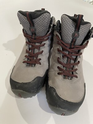 Merrell Women s Sz 7 Hiking Boots Camp Climb  Water Resist Outdoor Leather Tread
