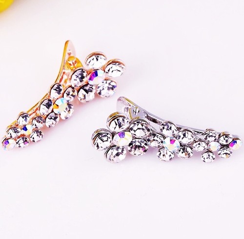 QUALITÄT Haarspange Kralle mit Swarovski Kristall Haarnadel Blume Silber Braut AB - Bild 6 von 6