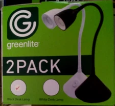 2 Black Greenlite - Energy-Saving LED Flex Desk Reading Stylish Modern Lamps