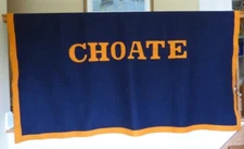 1940's CHOATE PREP SCHOOL Wallingford CT Blue Wool Banner HUGE 78" x 55"