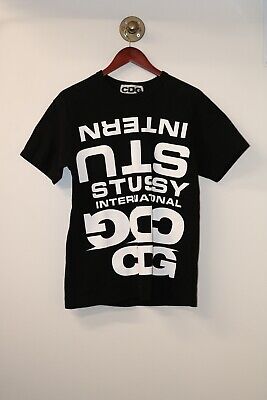 Comme des Garcons Stussy CDG Black Mirror Logo Print T-Shirt Comme des Garcons Stussy CDG Black Mirror Logo Print T-Shirt