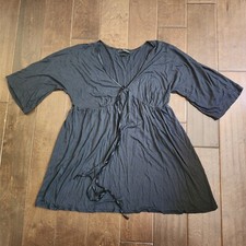 Express Women's Black V-Neck 3/4 Sleeve Dress - Size Large