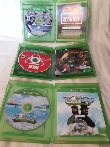 XBOX ONE BUNDLE of 3, Madden NFL 17, Doom, Tropico 5 - Picture 4 of 4