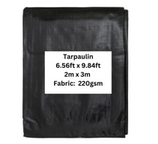 Tarpaulin Black 2 x 3 m Waterproof Tarp Shed Cover For Camping Picnic