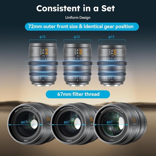 Sirui VP-1 Vision Prime 24/35/50mm T1.4 Full-Frame Cine Lens for E,RF,Z, L Mount - Picture 41 of 42