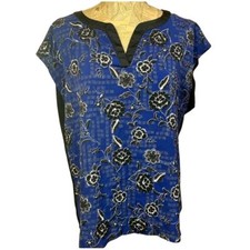 Andrew Marc Tunic Top Silky Floral Lightweight Office Casual Church Summer Comfy