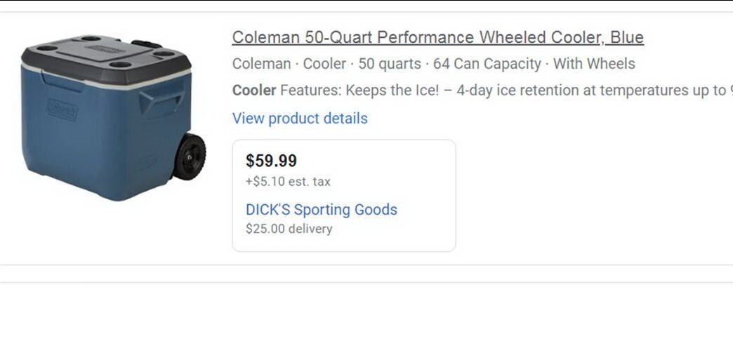 Coleman 50-Quart Performance Wheeled Cooler, Blue