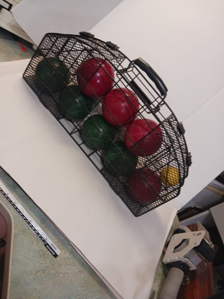 VINTAGE EDDIE BAUER COMPETION BOCCE BALL SET IN METAL CAGE eBay
