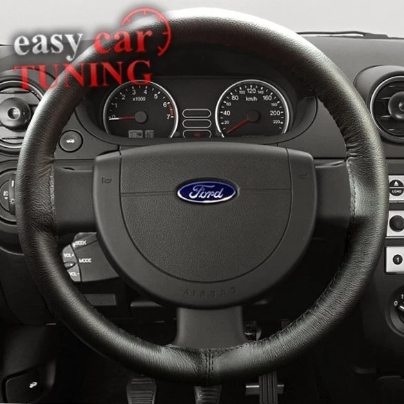 For Ford Transit Connect 02 Black Genuine Italian Leather Steering Wheel Cover
