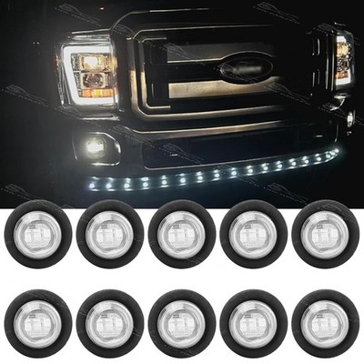 For Ford F150 F250 F350 Super Duty 10X 3/4'' Side Marker Lights LED White Round