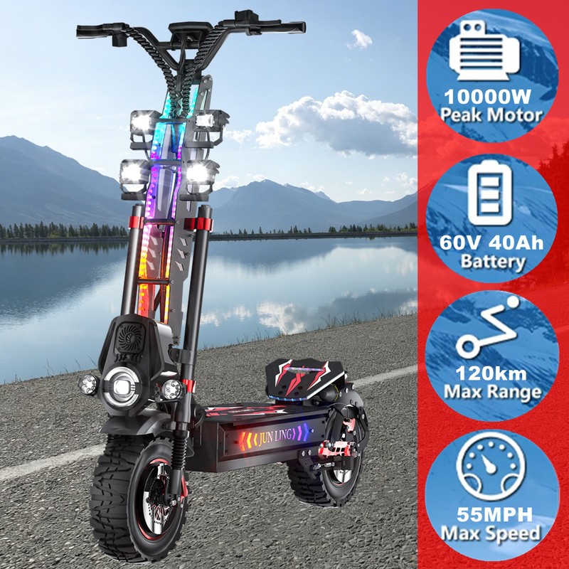 JL86 Pro 10000W Dual Motor, off-road Fast Electric Scooer Steering Damper NFC US