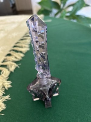 Czech Vintage Old Perfume Bottle. Amethyst Stopper And Bottle. Cut. Crystal Mayb