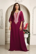 Violet Embroidered Kaftan Maxi Dress