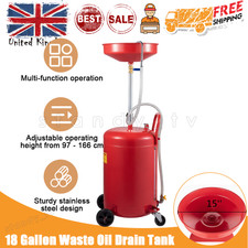 18 Gallon Air-Operated Waste Oil Drain Tank with Wheels Efficient Oil Changes