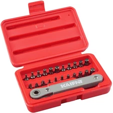 K451 Ultra Low Profile Screwdriver Bit Set Mini Ratchet Wrench 1/4 Drive 23Pc