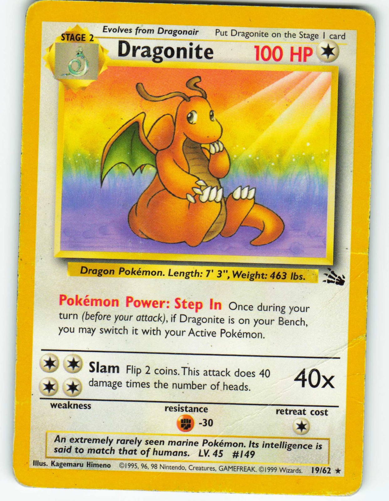 Dragonite - 19/62 Fossil Set - Pokémon TCG - 1999