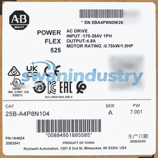 2025-2026 New 25B-A4P8N104 Allen Bradley PowerFlex 525 0.75kW (1Hp) AC Drive