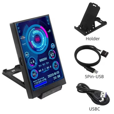 3,5'' PC System Monitor Display Typ-C CPU RAM GPU IPS 320x480