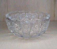 Vintage Bohemian Crystal Bowl, Hand-cut Queen...