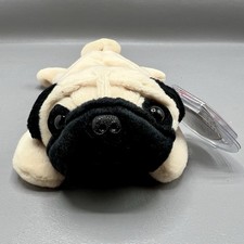 TY Pugsly The Pug Dog Beanie Baby 1996 Plush Toy Stuffed Animal MWMT