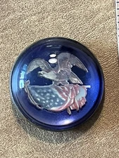 Vintage AMERICAN EAGLE Glass Sweetheart PATRIOTIC Flag BRIDLE ROSETTE PIN BROOCH