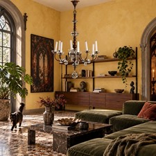 Lampadario Antico Metallo Vetro 8 Luci Italia Inizio XX Secolo Originale
