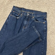 Levi's 502 Taper Fit Jeans 29x30 Fits 29X28 Blue Dark Wash Denim Stretch Mens