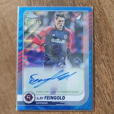 2025 Topps Chrome MLS Ilay Feingold Blue Wave Auto Rookie 029/150 Revolution