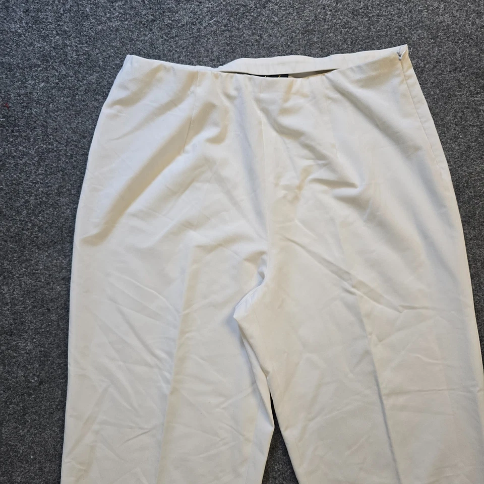 Pantalones Bob Mackie para mujer talla grande pequeños blancos pierna recta cremallera frontal plana Foto 2 de 4
