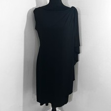 Carol Little Asymmetrical Sleeve Little Black Dress Stretchy Fitted Flattering