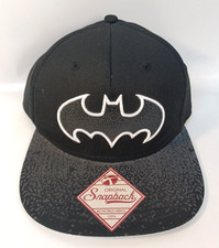 Batman DC Comics Logo Snapback hat Black and White Logo Flat Bill